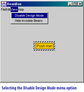  Selecting the Disable Design Mode menu option  