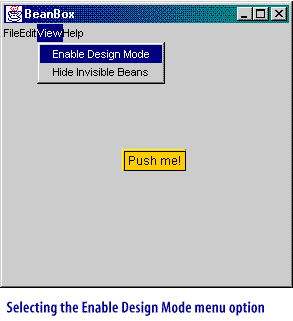  Selecting the Enable Design Mode menu option  